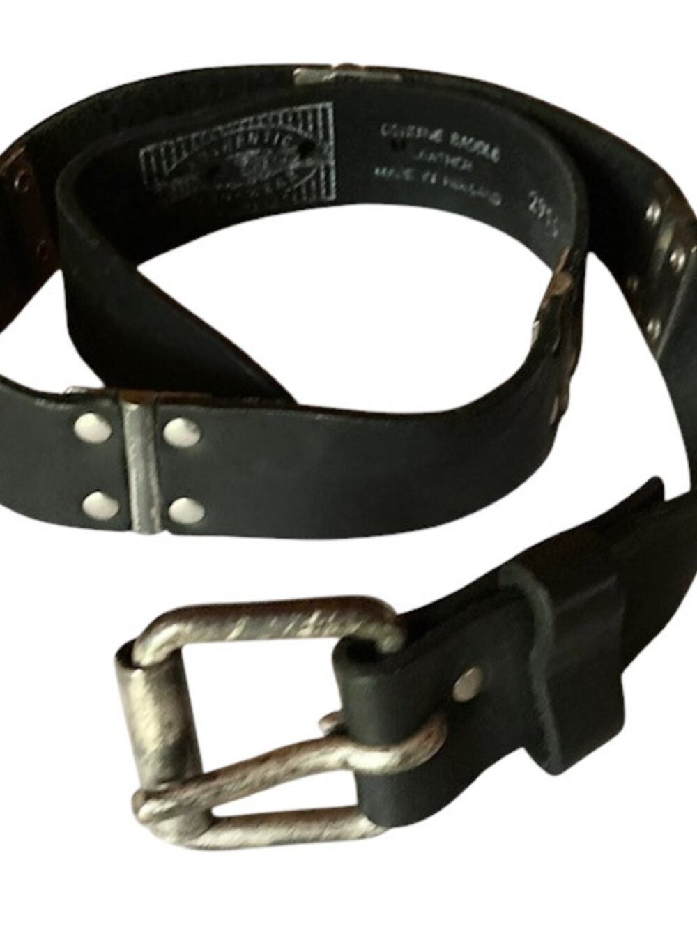 Pure/Simple Jeanswear Cowboy Belt Size 30 Black Leather Metal Hinged Holland